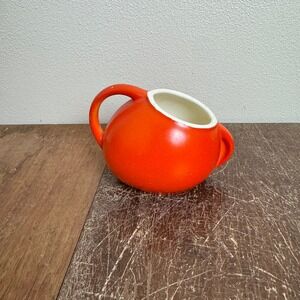 Vintage MCM Orange Ceramic Slanted Sugar‎ Bowl